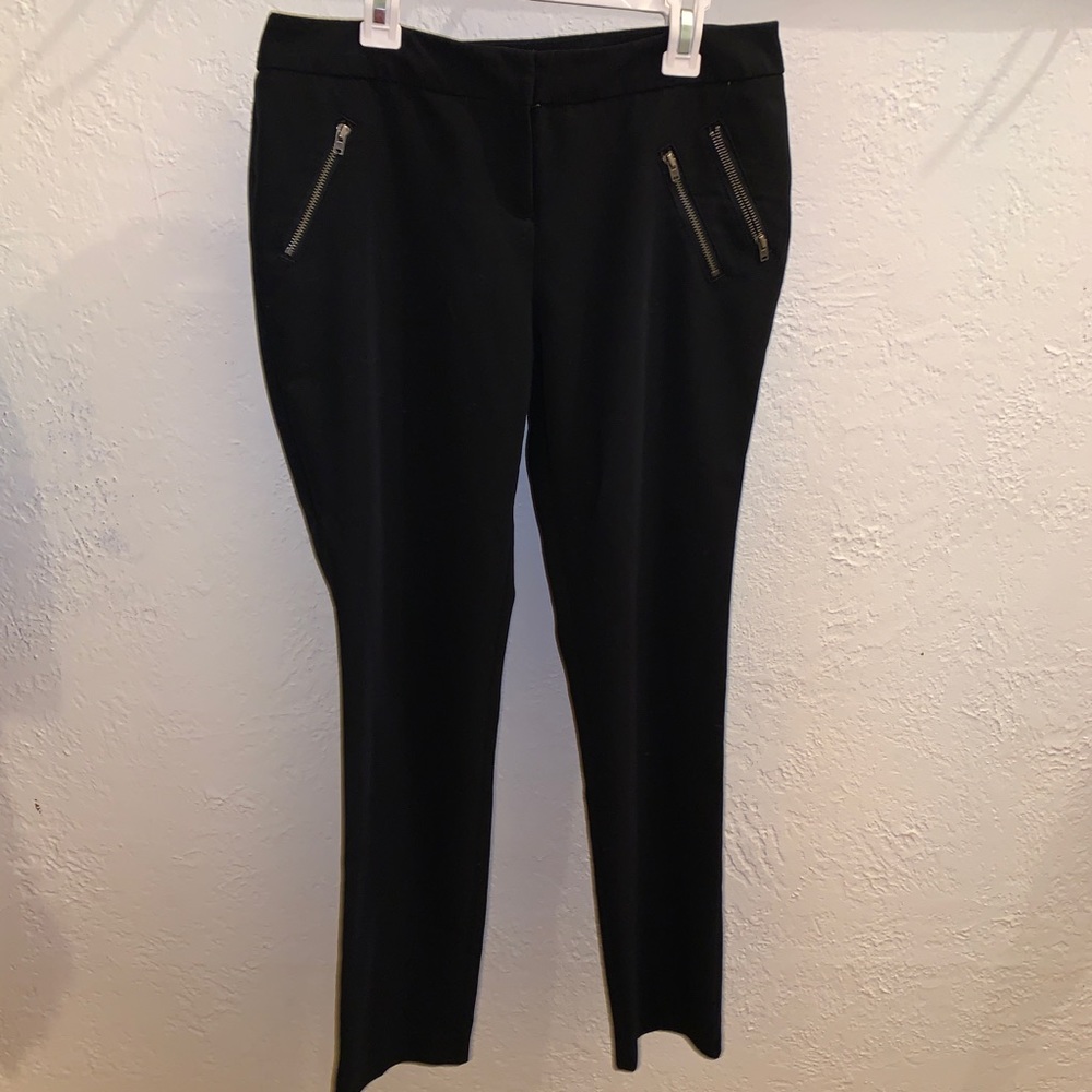 Black ankle pants with zippers